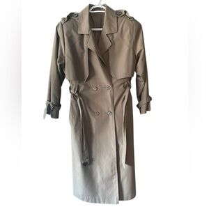 Taupe Minimalist Trench Coat - Petite Friendly